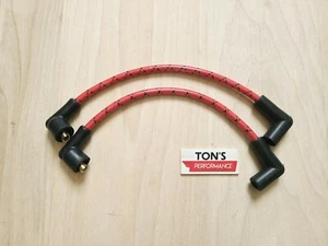 Vintage Cloth Braided 8mm Harley Davidson FXR 82-00 Spark Plug Wires Red Black - Foto 1 di 3
