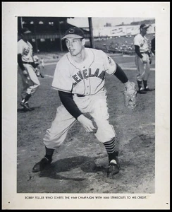 Bob Feller Portrait - From Baseball Magazine Mach, 1949 - BACK COVER ONLY - Picture 1 of 2