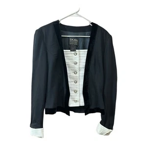 ESCADA COUTURE Women’s EU Size 38 Black Wool w/Velvet Trim Tuxedo Style Top READ - Picture 1 of 6