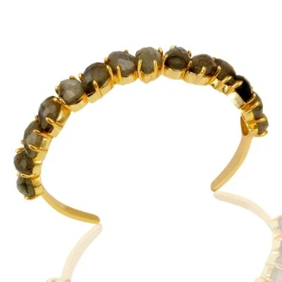 Brazaletes brazaletes de pera tachonada multi labradorita con piedras preciosas de media eternidad de oro Foto 1 de 4