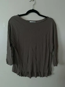 Black Crane Brown 100% Cotton 3/4 Sleeves Top Size Various NWC-10 - Picture 1 of 4