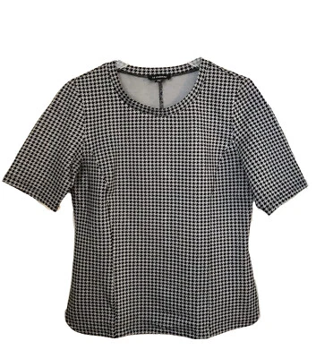 Blusa para mujer Le Chateau estampado pata de gallo manga corta gris/negra M Foto 1 de 4