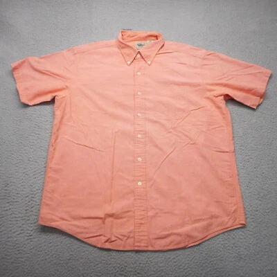 Vintage LL Bean Shirt Mens Large Orange Sunwashed Short Sleeve Camp - Image 1 of 4