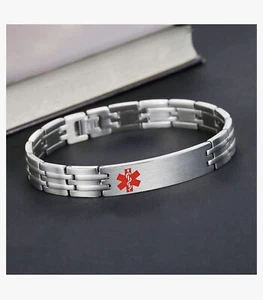 Medical Alert Bracelet Type 1 Diabetes NEW Stainless Steel - Picture 1 of 5
