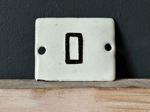 Number 0 Vintage Enamel House Numbers Made in Europe Room Hotel FREE POSTAGE Cover
