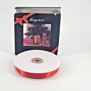 LIUYAXI Red Satin Ribbon Double Face 5/8" X 50 Yards Polyester Fabric - Picture 1 of 3
