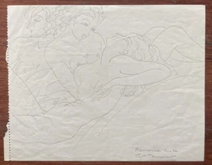 Georges-Henri TRIBOUT (1884-1962). 3 lesbiennes. Crayon sur papier 1932. - Picture 1 of 4
