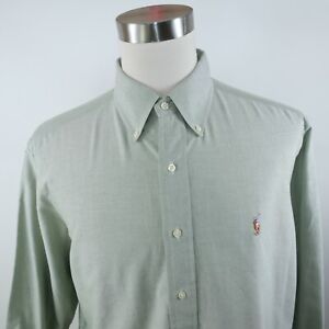 Polo Ralph Lauren Mens Classic Fit LS Button Up Green Finely Dotted Shirt 17