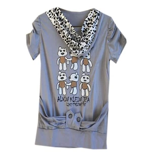 Teenager Gray Tees, Teddy Print with Bit Glitters T-Shirt L-23" - Picture 1 of 2