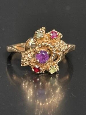 ANEL MULTI-GEM OURO AMARELO 14K TAMANHO 6,5 - Imagem 1 de 4