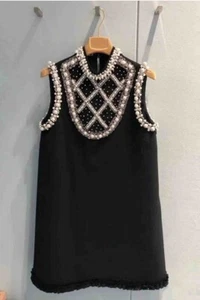 Custom Made To Order Mock Neck Beaded Sleeveless Mini Dress New Plus 1X-10X L798 - Picture 1 of 5