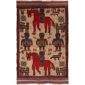 Nomadic Pictorial Carpet 2'8x4'6 ft Soldier Horse Pictorial Handmade Rug -G23652 - Picture 1 of 8