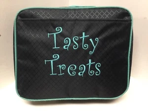 Borsa Porta Pranzo Isolata Nera Blu Teal Chiusura Zip 10 X 8 X 3 Trentuno H9 - Foto 1 di 6