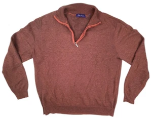 Alan Flusser Burnt Orange Long Sleeve 1/4 Zip Pullover Sweater Size LARGE - Picture 1 of 6