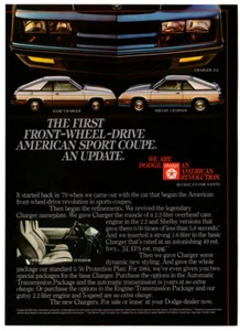 1984 DODGE Charger 2.2 Vintage Original Print AD | Base Shelby car photo English - Picture 1 of 1