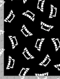 Vampire Fabric BTY, Glow in The Dark Vampire Teeth, CG8539, TheFabricEdge - Picture 1 of 1