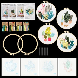 4 Set Embroidery Starter for Beginners Cross Stitch Stamped DIY Decor Craft - Picture 1 of 6