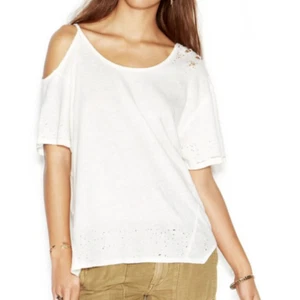 We the Free by Free People Sz Small Rib After Party Tee linen blend White NEW - Picture 1 of 5