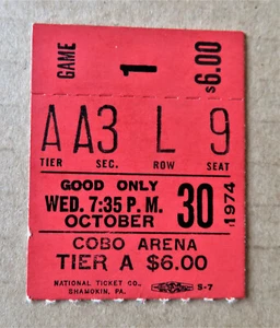 Detroit Pistons vs Atlanta Hawks Ticket stub Oct 30, 1974 - COBO Arena ! - Picture 1 of 4