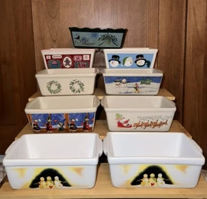 Nantucket Stoneware Mini Loaf Baking Dish Christmas Lot (9) Oven/Micro/Dish Safe - Picture 1 of 12