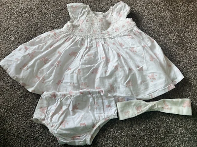 Vestido de safari rosa crema para bebés niñas de cuidado materno bragas y diadema 0-1 meses Foto 1 de 2