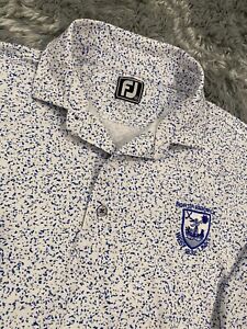 Footjoy Floral Print Athletic Fit Golf Polo Shirt White Moisture Wicking Flowers