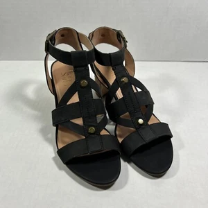Sandalias zapatos franco sarto 8 medianas negras de tacón ancho - Imagen 1 de 5