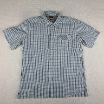 Eddie Bauer TraveX Shirt Mens Large Blue Black Plaid Vented Button Up GC - Image 1 of 4