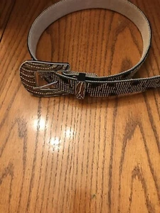 Cinturón de cuero para mujer con diamantes de imitación diseño marrón y dorado - talla mediana - Imagen 1 de 6