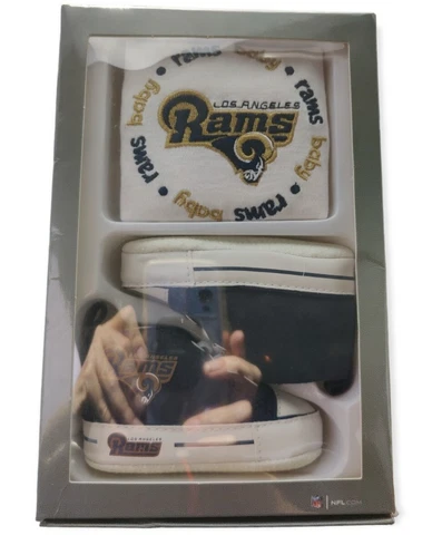Los Angeles Rams Baby 0-6 Months Bib and Crib Shoes Pre Walkers Gift Set Cover