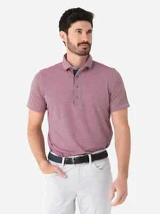 Greyson Herren Saranac Poloshirt Golf Performance koralle gestreift Small - Bild 1 von 4