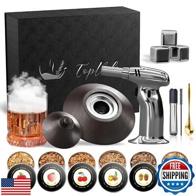 Kit de ahumador de cóctel con antorcha y vaso de whisky, 6 sabores astillas de madera y 3  Foto 1 de 4
