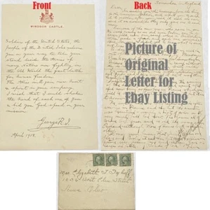 SELTENE Soldatengeschichte über den Ersten Weltkrieg 1918 König George V signiert Windsor Castle stationär - Bild 1 von 8