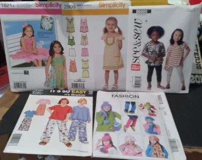 Girls Dresses Tops Shorts Leggings Sz 3 4 5 6 7 8 Simplicity 2909 1821 M6213 - Image 1 of 4