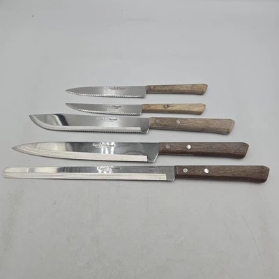 Lote de 5 cuchillos de cocina vintage de acero inoxidable Regent-Sherwood Japón Foto 1 de 4