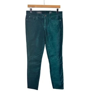 J Crew Toothpick Jeans Green Crushed Velvet Women’s 27 Tall Ankle Stretch Boho - Picture 1 of 12