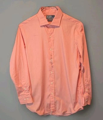 NUEVA Camisa Polo Ralph Lauren Estate Calce Personalizado LS Talla 16 32/33 Naranja Coral Nueva con Etiquetas Foto 1 de 4