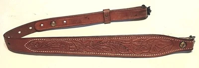 BIANCHI COBRA #70 WHITE STITCHED TOOLED SHEEP BACKED LEATHER RIFLE SLING Vintage - Image 1 of 4