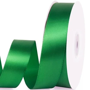 1 Inch x 50 Yards Green Satin Silk Ribbon, Gift Wrapping Floral Crafts Wedding - Foto 1 di 6
