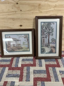 (2) Marco de madera Kay Lamb Shannon de colección estampado firmado Country Porch 9,5”x11” y 13 X 9 - Imagen 1 de 11