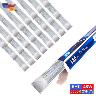 Paquete de 25 Tubo de Luz de Garaje 60 Pulgadas T8 LED 5Ft 48W Integrado Transparente 6200Lm 6500K Foto 1 de 4