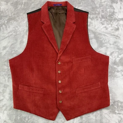Chaleco de Pana ALAN FLUSSER Para Hombres XL Cuello Forrado Retro Vestido Chaleco Óxido Usado en Excelente Condición Foto 1 de 4
