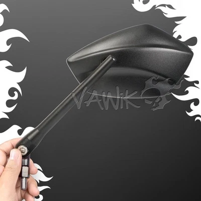 Espejos retrovisores convexos VAWiK PalmII negro chorro de arena se adapta a Kawasaki Z1000 Vulcan Versys Foto 1 de 4