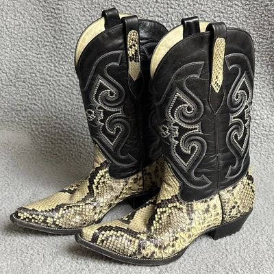 Botas de Vaquero Corral Western Para Hombres 8D Pitón Piel de Serpiente Punta Corta Eje de Cuero Foto 1 de 4