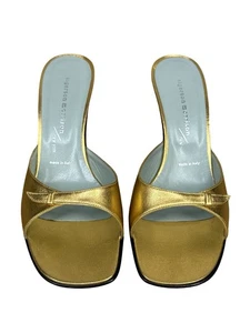 Sigerson Morrison Gold Pantolette Slide Damengröße 7,5B – NEU MIT KARTON – RARITÄT SELTEN - Bild 1 von 7