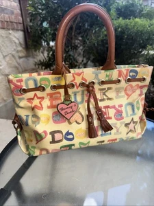 Dooney & Bourke Vintage Y2k Baby Yellow Small Rainbow DB Monogram Shoulder Bag - Picture 1 of 8