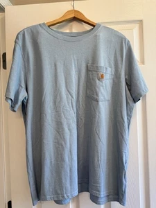 Carhartt Loose Fit Blue Womens Short Sleeve Pocket Shirt Size 2XL - Picture 1 of 10