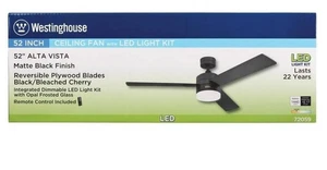Westinghouse 7205900 Alta Vista Ceiling Fan w/LED Light & Remote Control. Black - Picture 1 of 10