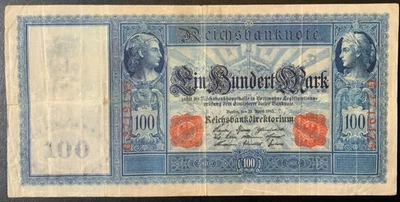1910 GERMANY PAPER MONEY - 100 MARK LARGE BANKNOTE! - Image 1 of 2