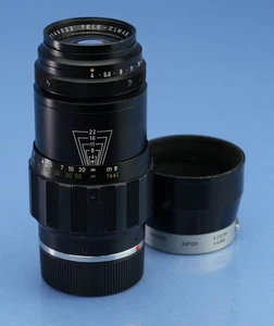 LENTE LEICA LEITZ 135MM TELE-ELMAR F4 11851 NEGRO M + 12575 TONO + TAPAS LIMPIO BONITO - Imagen 1 de 3